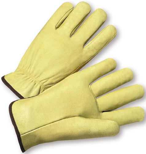 Goatskin leather gloves are very soft and liquid resistant. Shirred elastic wrist provides a secure fit and helps keep dirt and debris out of the glove.
