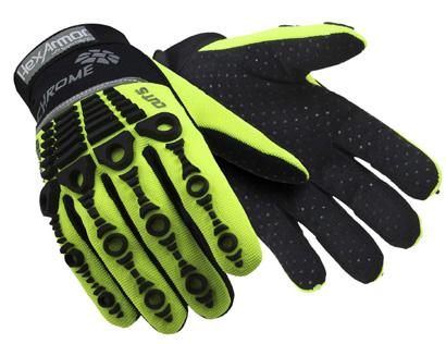 Hi-visibility color and reflective tape on back of hand for increased visual awareness and safety. Machine washable. Item #4026(size) SM-XL $38.