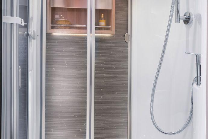 The handy and stylish shower hose offers an even greater sense of well-being in the caravan s bathroom.