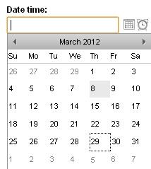 Click on the date you require. The current local date is highlighted.
