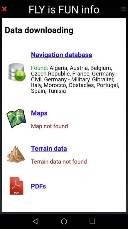 Once navigation have been downloaded, data fund and up to date, Found appears in green followed by