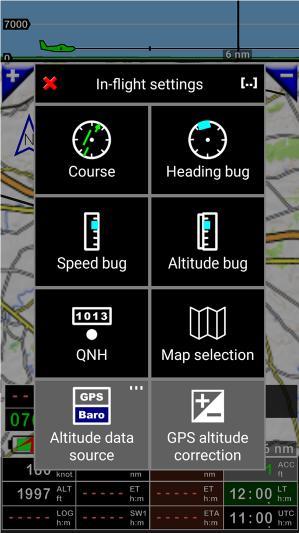 7.3 In flight setting menu - Course: allows to enter course information; Note: Short tap on CRS indicator from any of the main screens allows to setting course information.