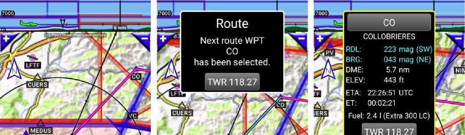 9.2.2 Selecting next route WPT During a flight, as soon as WPT is reached, the application selects