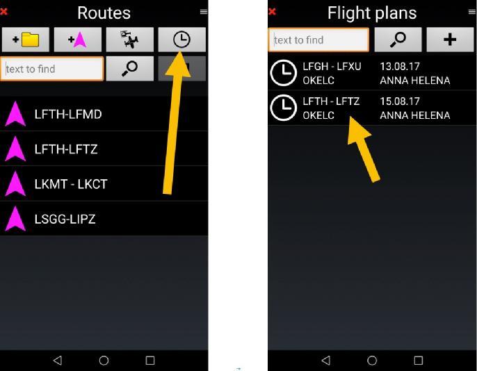 To send a Flight Plan, call Flight plans list, from Routes library and select Flight plan to edit