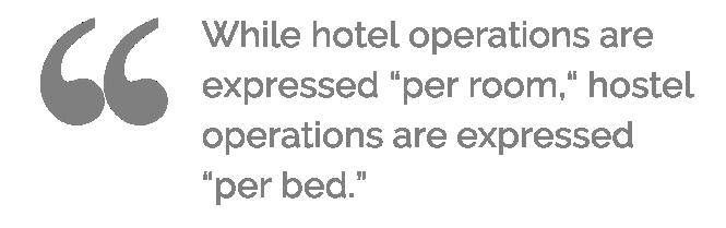 for traditional hotels. Hence, operators and analysts look at RevPAB Revenue per Available Bed versus the industry standard RevPAR.