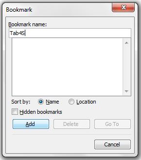 Slika 4. Dodavanje bookmark Tab4S prethodno selektovanoj tabeli Sledeći korak je automatizacija pojedinačnih obrazaca. Ovdje počinjemo sa korišćenjem VBA programiranja.