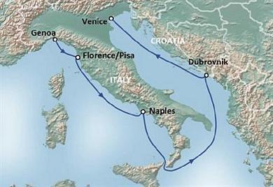 Italy & Croatia E516A Oceana 22 Jul - 29 Jul 2015 7 nights Oceana E516A > Genoa - Florence/Pisa (tours from Livorno) - 1 day at sea Naples - 1 day at sea - Dubrovnik - Morning
