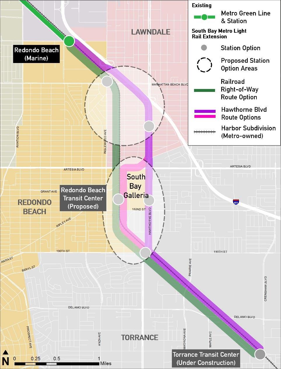 Station Options 15 Based on route options & initial city staff input, potential station options in each city: Lawndale: Inglewood/Manhattan Beach area Hawthorne/166 th