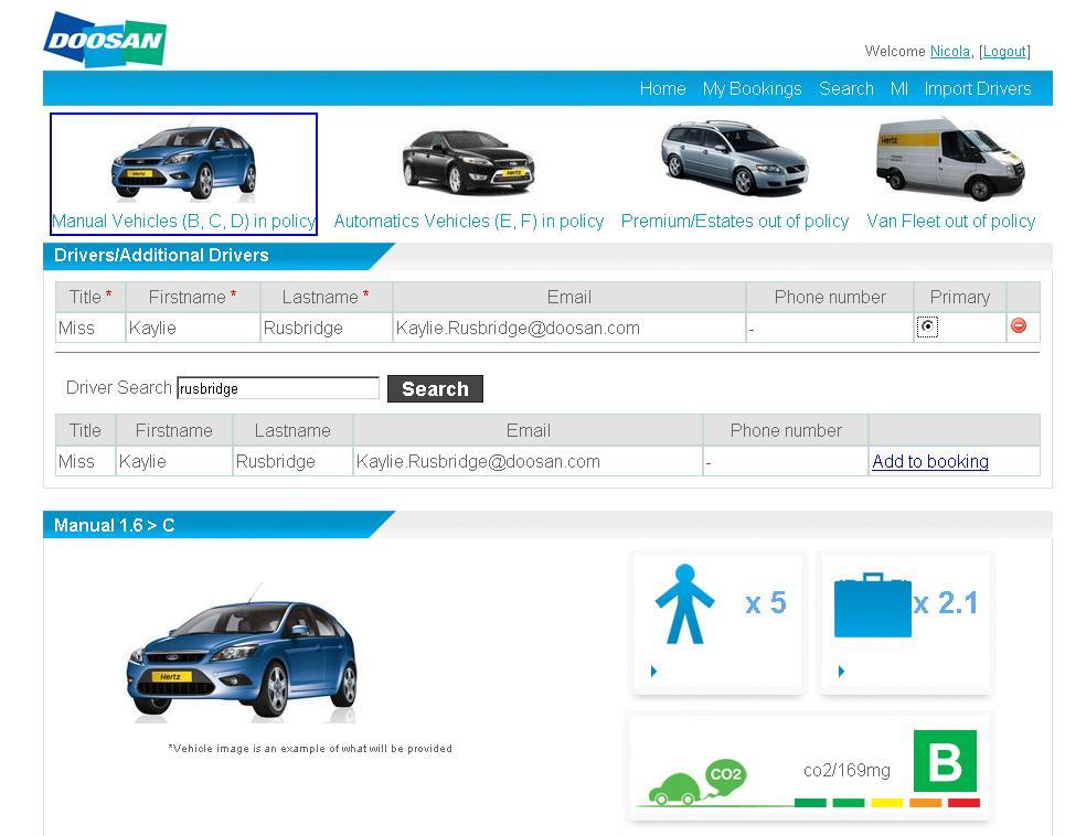 Step 2 Selecting the Driver Enter the drivers surname under driver search and add to booking. Then select Primary tab shown in the screenshot above.