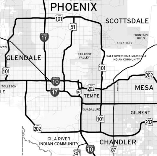 Interstate 10 Corridor Study Study Limits: SR-51/SR-202L Mini-Stack to SR-202L Pecos Stack. Began 2001.