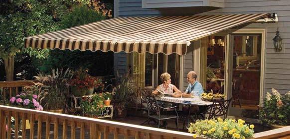 Shown with Optional Woven Acrylic Fabric Choose the Size that Best Fits Your Home and Lifestyle Your awning will be professionally installed.