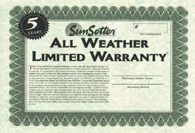 But the optional 5-Year All Weather Limited Warranty goes beyond that to give the ultimate in worry-free peace of mind.