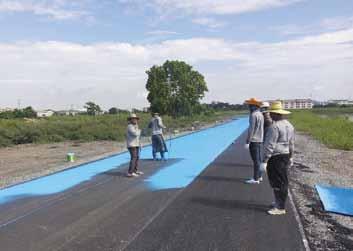 94 kilometres long metres wide Bike lane on the flood protection dam at Suvarnabhumi Airport million Baht budget In the fiscal year 2014, AOT built the bike lane along the flood protection dam at
