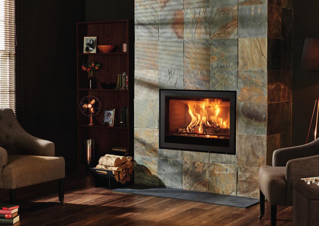 Elise 850 woodburning with Burnt Sienna Fireplace Tile