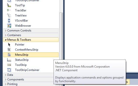 KREIRANJE MENIJA Pokrenite Visual C# Express razvojno okruženje i kreirajte novu Windows aplikaciju.