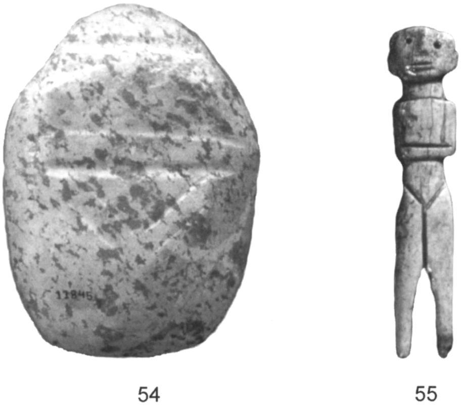 572 PHILIP P. BETANCOURT ET AL. Figure 15. Figurines 54 (H. 9.8 cm) and 55 (H. 8.9 cm) EM II by Krause in his extensive study of Early Minoan figurines.