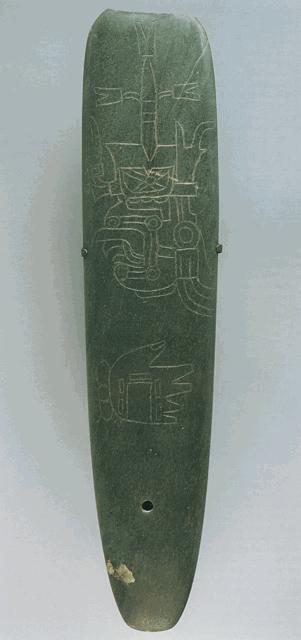 CELT WITH INCISED HUMAN PROFILE AND HAND MOTIF MEXICO, TABASCO, 1000 400 BC JADEITE, 14 3 8 X 3 1 8 IN. METROPOLITAN MUSEUM OF ART, THE MICHAEL C. ROCKEFELLER MEMORIAL COLLECTION GIFT OF NELSON A.