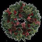 Decorated with juniper berries, pine cones, novelty berries and plaid bows. NEW THIS YEAR!