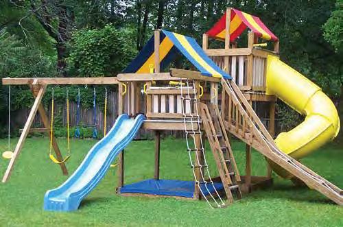 Detailed Plans, Galvanized Hardware, Roof Tarp, Ramp Climbing Rope and (2) Swing Hangers (Kits do not include lumber) Slides & Accessories Sold Separately About the Jungle Fort: The Jungle Fort