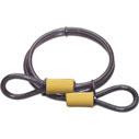 Heavy Duty Cable 3/8" braided steel wires convenient loops with rust-resistant sleeves and scratch guards galvanized steel cable resists rusting smoke vinyl coating helps prevent scratching