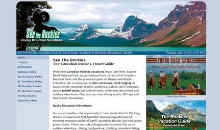 See The Rockies Vacation Planning Resources www.seetherockies.com Plan your Canadian Rockies vacation, lodging & driving routes in Alberta & British Columbia. For more info click on the link above.