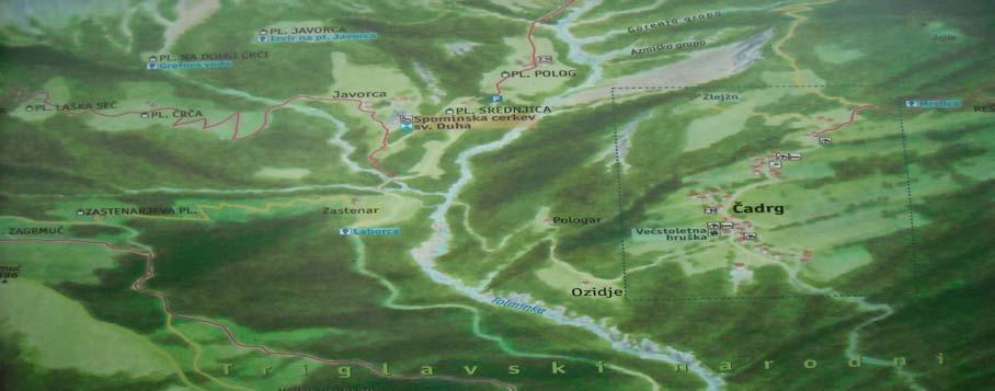 10 4 OPIS OBRAVNAVANEGA OBMOČJA 4.1 NARAVNE ZNAČILNOSTI 4.1.1 Geografska lega Posestvo kmetije pri Zastenarju se nahaja na zahodnem pobočju doline alpske reke Tolminke.