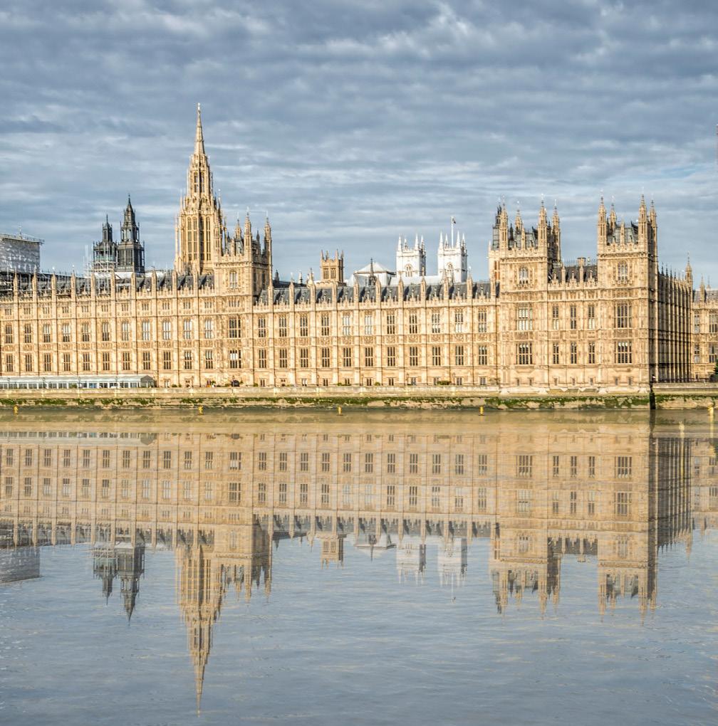 Across the road is the Houses of Parliament, the home of the United Kingdom government. The current impressive architecture dates back to the mid-19th century, having been damaged in an 1834 fire.
