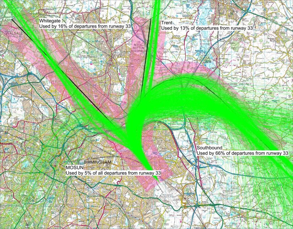 Usage of current SIDs and Noise Preferential Routes (NPRs) = Current tracks Reproduced from Ordnance Survey Digital Map. Crown Copyright 2017.