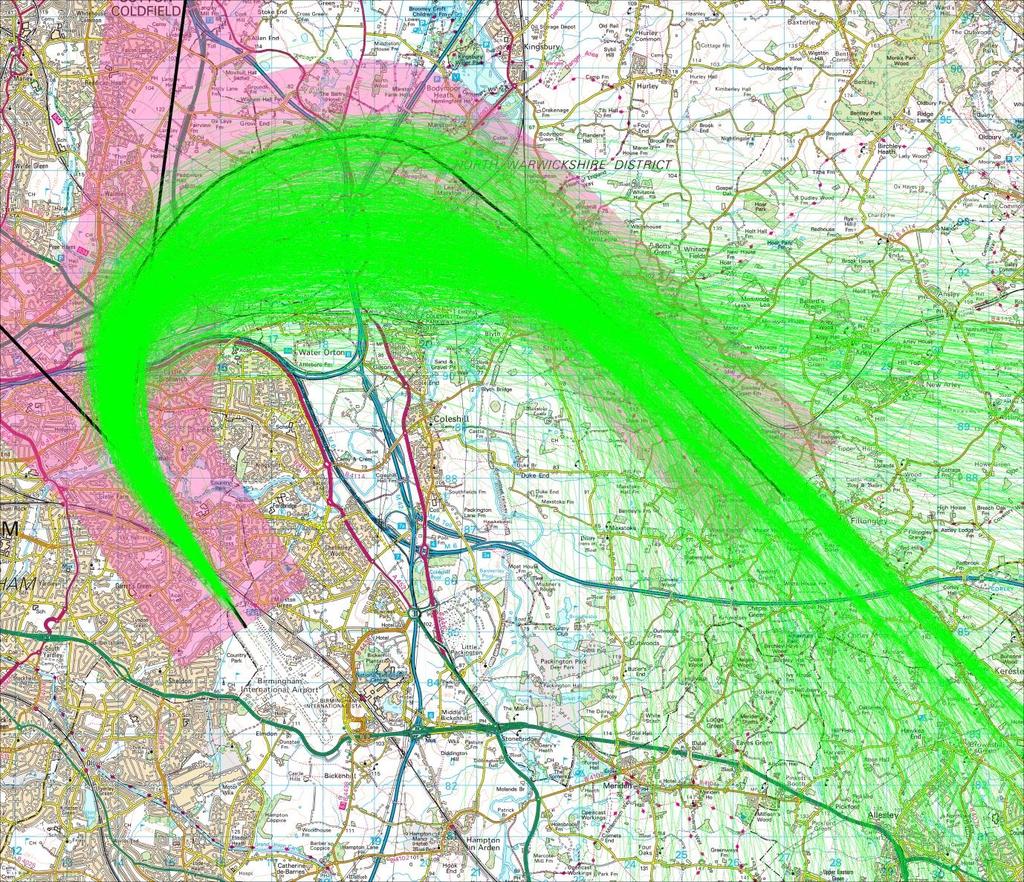Appendix E Actual tracks flown compared to existing Southbound NPR = Current tracks Reproduced from