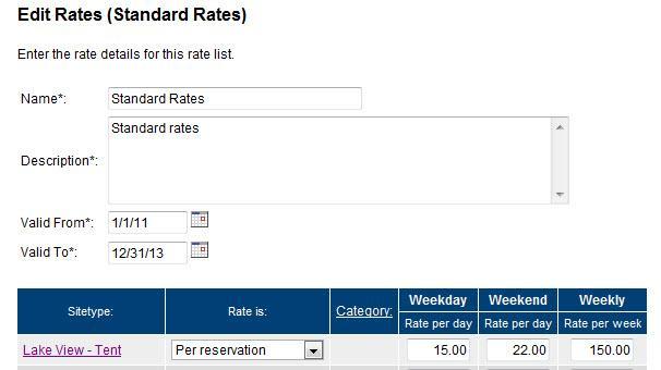 Entering rates You are now almost done with the setup. In the top menu, click the Rates menu option, and select Standard rates.