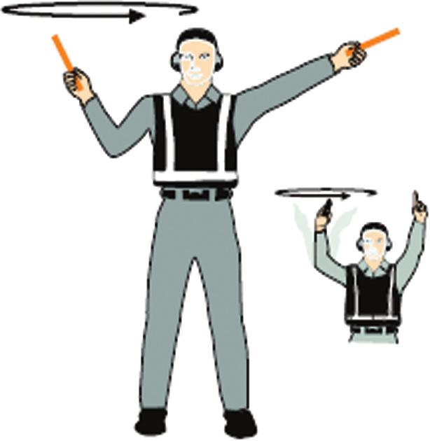 8(b) Chocks removed With arms and wands fully extended above head, move wands outward in