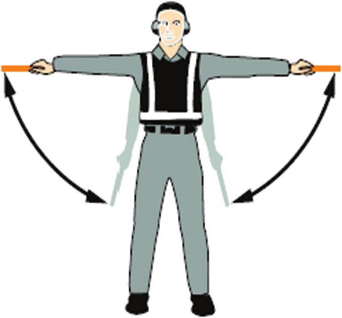 Move upwards (*) Fully extend arms and wands at a 90-degree angle to sides and, with palms turned up, move hands upwards.
