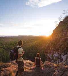Climb up through the ancient Aboriginal rock art galleries to the lookout for views over the surrounding wetlands.
