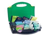 FIRST AID KITS Workplace, Home & Car BS8599-1 COMPLIANT WORKPLACE (also available in Blue for Catering Industry) BS8599-1 Small Workplace Kit - Small in Green Integral Aura Box 22.5cmH x 23.