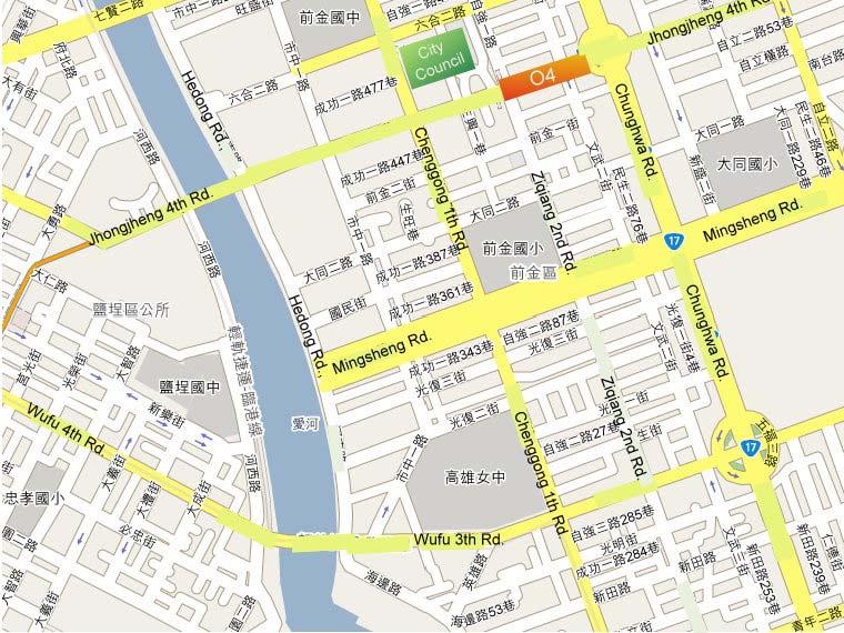 From Ambassador Hotel No.248 Bus stop 1. Walk about 5~6 mins to Bank of Taiwan. Take route number 248 city bus bound(see P.24) for ferry( 渡船頭 ) and get off at NSYSU ( 中山大學 ) stop.
