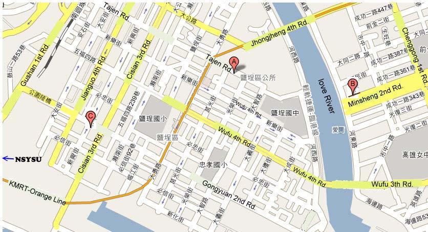 Map of Hotels Address: No. 43 Tajen Rd.