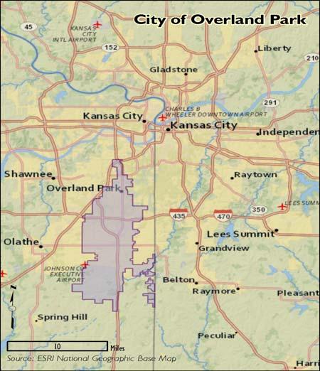 Planning Context Overland Park is located in Johnson County, in the southwestern Kansas City Metro Area, near the confluence of the Missouri and Kansas Rivers.