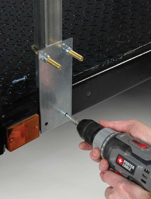 - Measure that all uprights are vertical. 11. Use the holes in the plates as your drilling guide.