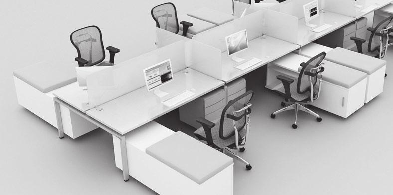 This desking utilizes an expanding beam and an 'add-on'