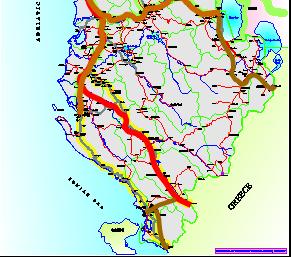 Network in Albania CORRIDOR 8 260 km Main 96 km