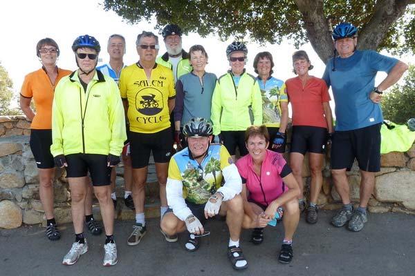 At the top! In October Sylvia lead a group of Knickerbikers up Mt. Helix and out east.
