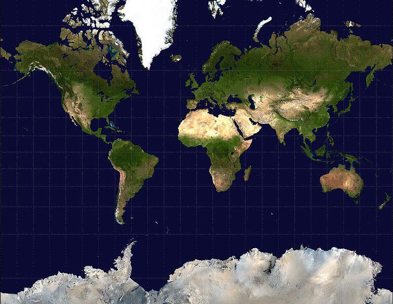 World Map (Mercator projection) Source: