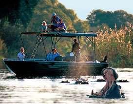 UPSTREAM along the Zambezi River in a relaxing atmosphere, a variety of game can be seen including hippos, crocs, elephants and even rhino.