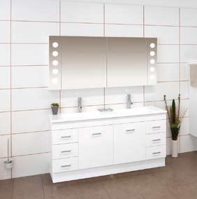 gloss - plinth - Flat D handles + Urban Lights mirrored cabinet (Hollywood) - 2 x 750mm