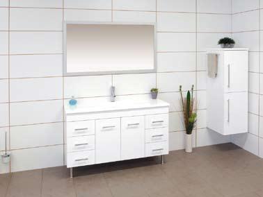 legs - T Bar handles + Tall Boy - white gloss - optional Towel Rail + Aluminium mirror 720 x 1200mm 815 790