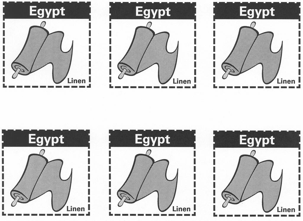 Rules of the Game for Egyptians #3 You are an Egyptian. Your goal is to quickly obtain as many different types of trade goods from other regions as possible.