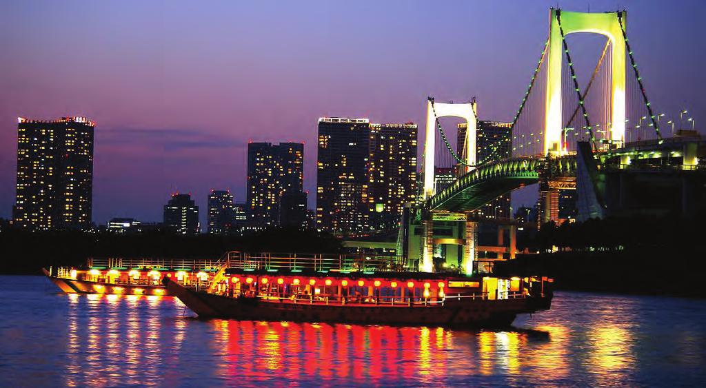 TOKYO BAY DINNER CRUISE & OIRAN PERFORMANCE ON A TRADITIONAL BOAT SIGHTS AND SHOPPING EXPERIENCE Starts: 07:15 Duration: 2 hours Enjoy buffet dinner and Oiran show on the water, and beautiful neon of