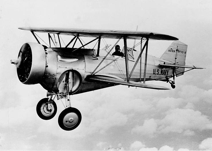 The YORKTOWN-Class was initally outfitted with and operated a mix of biplane types; none of which had folding wings.