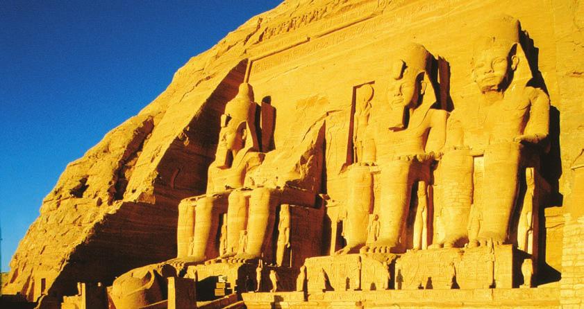 EGYPT Nile Abu Simbel SAUDI ARABIA erected grand buildings. In search of security in the afterlife and protection from grave robbers they hid their splendid tombs beneath desert cliffs.