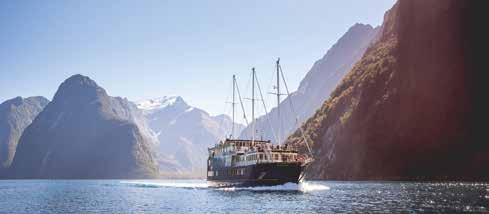 1 night on board accommodation Scenic cruise on Milford Sound Buffet dinner Full breakfast Watersports Return transfers from Queenstown accommodation Operator: Real Journeys Departs: Daily from
